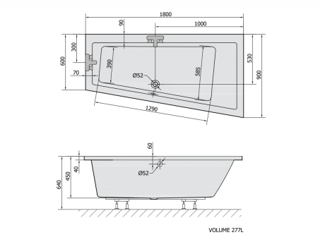 Przejdź do produktu ANDRA R wanna asymetryczna 180x90x45cm, ivory