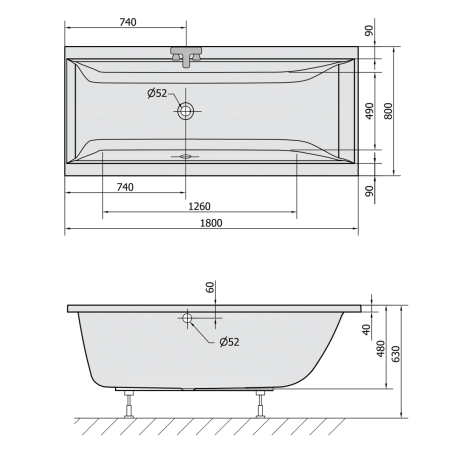 Przejdź do produktu CLEO wanna prostokątna 180x80x48cm, ivory