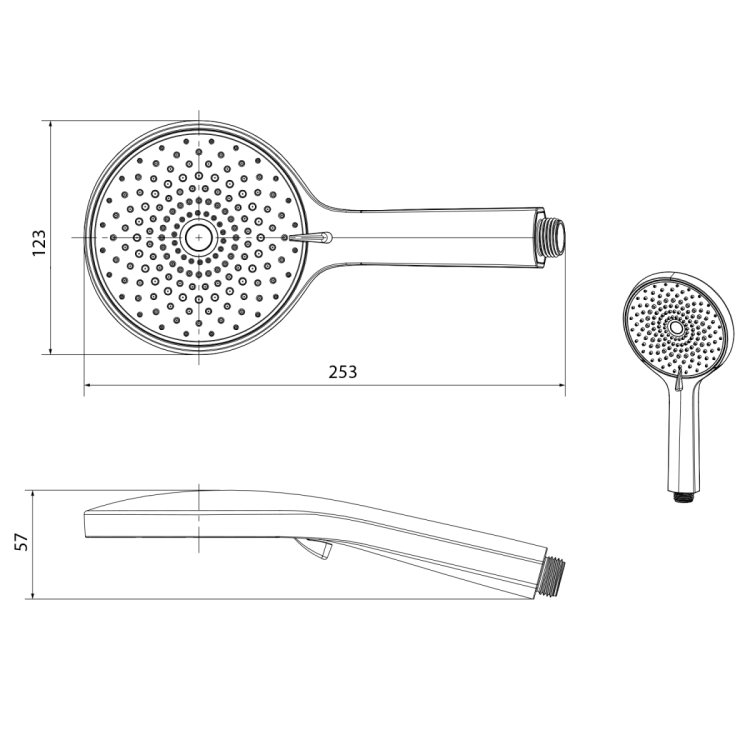 Słuchawka prysznicowa z masażem, 4 funkcje, średnica 123mm, chrom
