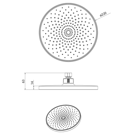 Przejdź do produktu Deszczownia, średnica 220mm, silikonowe dysze, ABS/czarny mat