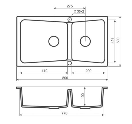 Przejdź do produktu Zlewozmywak granitowy 2-komorowy 80x50 cm Darfor DG004 beż