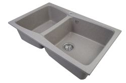 Zlewozmywak granitowy 2-komorowy 80x50 cm Darfor DG004 beż