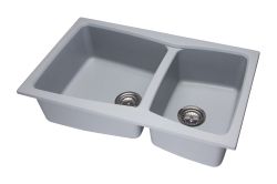 Zlewozmywak granitowy 2-komorowy 80x50 cm Darfor DG004 popiel