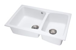 Zlewozmywak granitowy 2-komorowy 80x50 cm Darfor DG004 biały