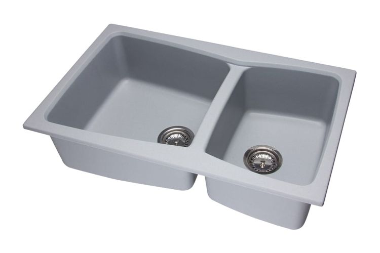 Zlewozmywak granitowy 2-komorowy 80x50 cm Darfor DG004 popiel