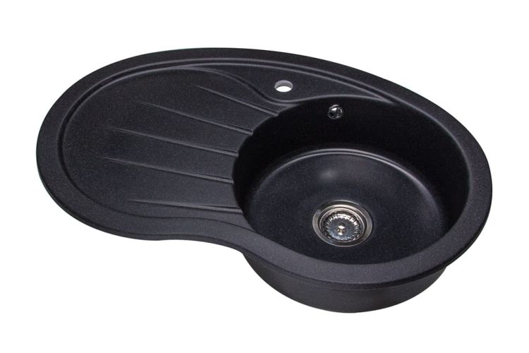Zlewozmywak granitowy jednokomorowy 85x55 cm Darfor DG001  czarny nakrapiany
