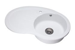 Zlewozmywak granitowy 1-komorowy 85x55 cm z ociekaczem Darfor DG001 biały