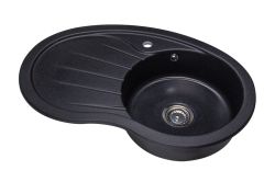 Zlewozmywak granitowy 1-komorowy 85x55 cm z ociekaczem Darfor DG001 czarny nakrapiany