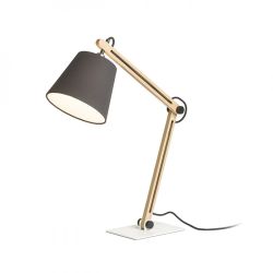 NIZZA stołowa Polycotton czarna/drewno 230V LED E14 7W
