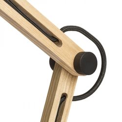 NIZZA stołowa Polycotton czarna/drewno 230V LED E14 7W