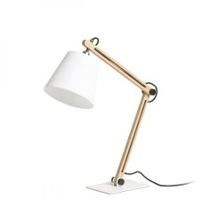 NIZZA stołowa Polycotton biała/drewno 230V LED E14 7W