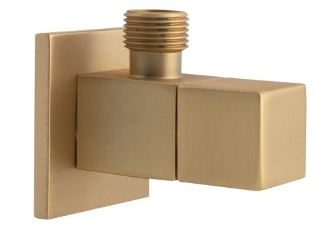 Przejdź do produktu Zawór kątowy z nakrętką,  kwadratowy, 1/2" x 3/8", złoto mat