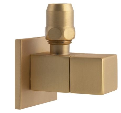 Przejdź do produktu Zawór kątowy z nakrętką,  kwadratowy, 1/2" x 3/8", złoto mat