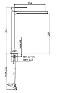 Bateria umywalkowa wysoka 31 cm, bez korka Paffoni Tango TA081CR chrom