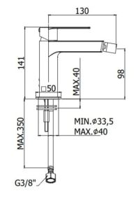 Bateria bidetowa 14 cm, bez korka Paffoni Tango TA131