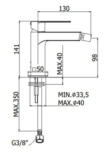 Bateria bidetowa 14 cm, bez korka Paffoni Tango TA131