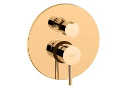 Bateria prysznicowa podtynkowa 2-drożna z przełącznikiem mechanicznym Paffoni Light LIG018HG złoty połysk