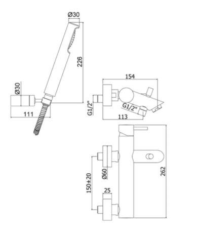 Przejdź do produktu Czarna bateria wannowo-prysznicowa ścienna ze słuchawką prysznicową Paffoni Light LIG023NO czarny mat