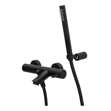 Przejdź do produktu Czarna bateria wannowo-prysznicowa ścienna ze słuchawką prysznicową Paffoni Light LIG023NO czarny mat