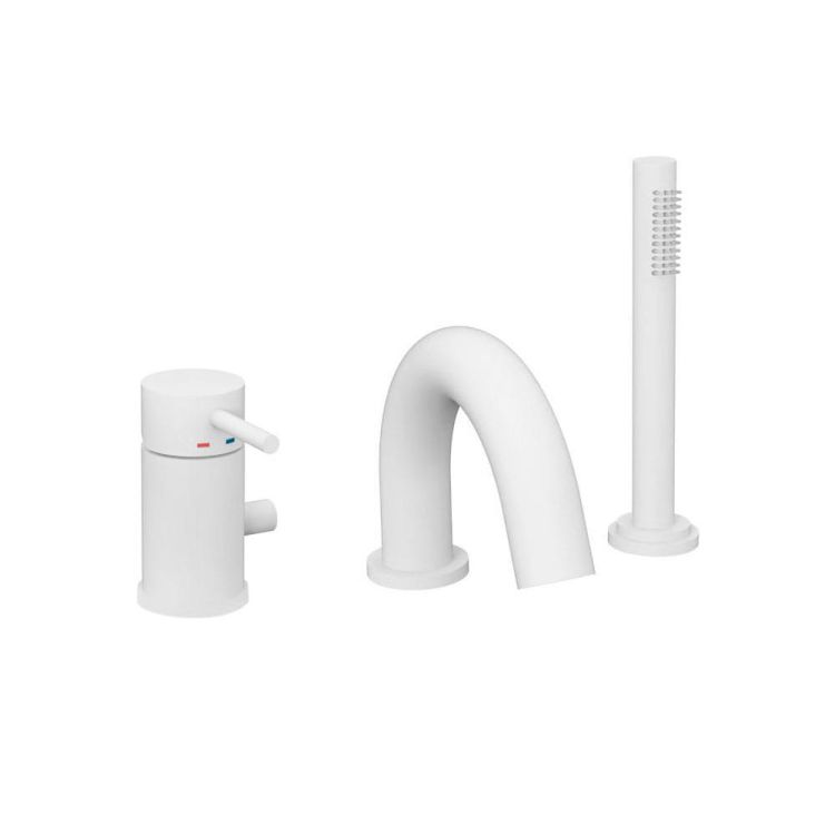 Bateria nawannowa ze słuchawką prysznicową Paffoni Light LIG040BO biały mat
