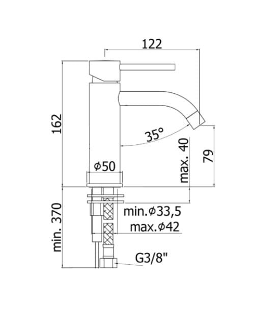 Bateria umywalkowa stojąca 16 cm Paffoni Light LIG071