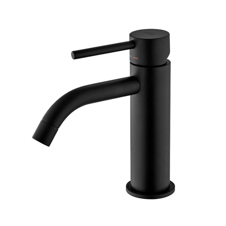 Bateria umywalkowa stojąca 16 cm z korkiem klik-klak Paffoni Light LIG071KNO czarny mat