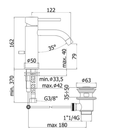 Przejdź do produktu Bateria umywalkowa stojąca 16 cm z korkiem Paffoni Light LIG071KST stal szczotkowana