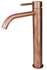 Bateria umywalkowa wysoka 31 cm z korkiem klik-klak Paffoni Light LIG081KRMSP miedź szczotkowana