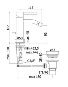 Bateria bidetowa 16 cm z korkiem klik-klak Paffoni Light LIG131K