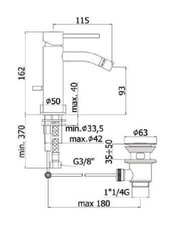 Przejdź do produktu Bateria bidetowa 16 cm z korkiem klik-klak Paffoni Light LIG131KMG grafit