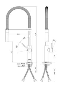 Bateria zlewozmywakowa 53 cm z obrotową wylewką Paffoni Light LIG179