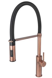 Bateria zlewozmywakowa 53 cm z obrotową wylewką Paffoni Light LIG179RMSPNO miedź szczotkowana