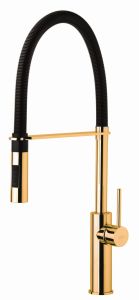 Bateria zlewozmywakowa 53 cm z obrotową wylewką Paffoni Light LIG179HGNO złoty połysk