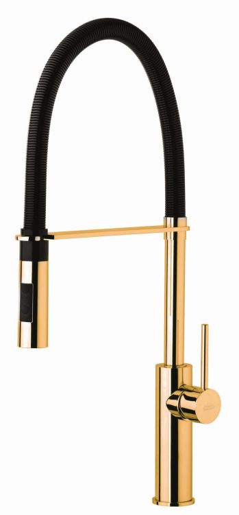 Bateria zlewozmywakowa 53 cm z obrotową wylewką Paffoni Light LIG179HGNO złoty połysk