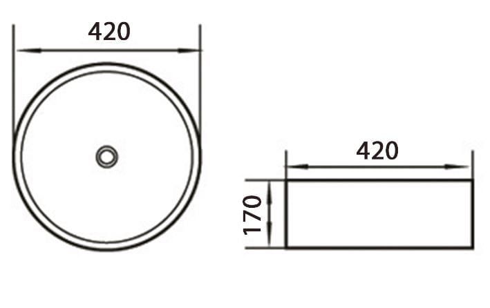 umywalka 42 cm stawiana na blat okrągła bez otworu na baterię rysunek techniczn.JPG