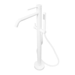 Bateria wannowa podłogowa ze słuchawką prysznicową Paffoni Light LIG032BO biały mat