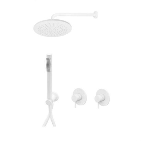 Przejdź do produktu Zestaw natryskowy podtynkowy z okrągłą deszczownicą 22,5 cm i słuchawką prysznicową Paffoni Light LIG010BO70ZSC3A biały mat