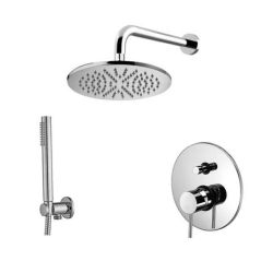 Zestaw natryskowy podtynkowy z okrągłą deszczownicą 22,5 cm i słuchawką prysznicową Paffoni Light LIG015ZSC2ACR chrom