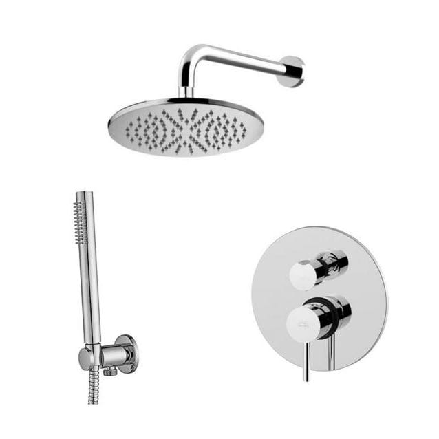 Zestaw natryskowy podtynkowy z okrągłą deszczownicą 22,5 cm i słuchawką prysznicową Paffoni Light LIG018ZSC2ACR chrom połysk