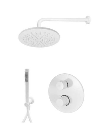 Przejdź do produktu Biały zestaw prysznicowy termostatyczny z deszczownicą Paffoni Light LIQ018ZSC2ABO