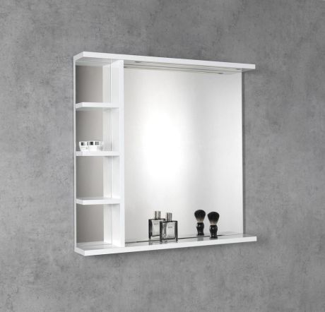 Przejdź do produktu KORIN STRIP lustro z oświetleniem LED i półkami 70x70x12cm