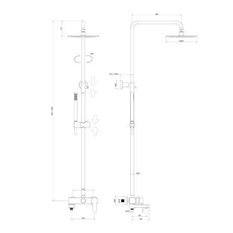 Przejdź do produktu Kolumna prysznicowo-wannowa z deszczownicą okrągłą 22,5 cm, wylewką i słuchawką prysznicową Paffoni ZCOL632CR chrom połysk