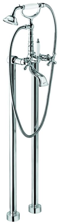 Bateria wannowa wolnostojąca Retro ze słuchawką prysznicową Emmevi Deco Old 1261128CR chrom połysk