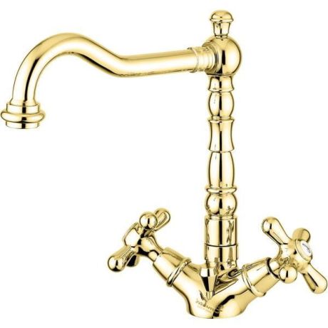 Przejdź do produktu Złota bateria umywalkowa stojąca Retro z korkiem automatycznym Emmevi Deco Old 12613OR