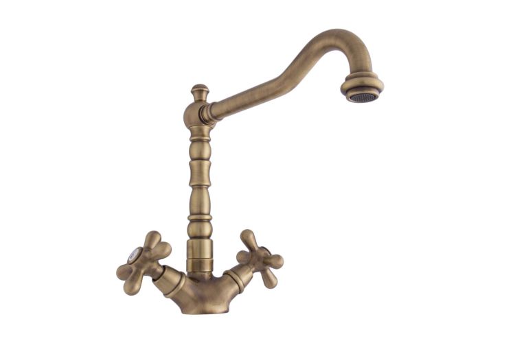 Bateria umywalkowa stojąca Retro z korkiem automatycznym Emmevi Deco Old 12613BR bronzo