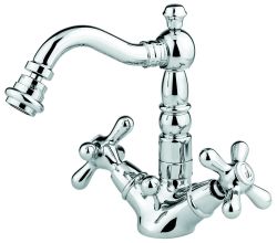 Bateria bidetowa stojąca Retro z korkiem automatycznym Emmevi Deco Old 12614CR chrom połysk