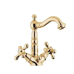 Bateria bidetowa stojąca Retro z korkiem automatycznym Emmevi Deco Old 12614OR złoty połysk