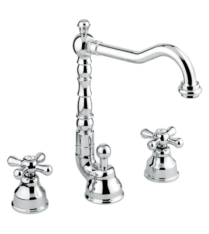 Bateria umywalkowa stojąca Retro 3-otworowa Emmevi Deco Old 12643CR chrom połysk