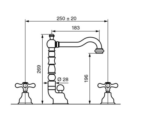 Przejdź do produktu Złota bateria umywalkowa stojąca Retro 3-otworowa Emmevi Deco Old 12643OR