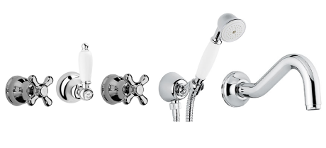 Przejdź do produktu Zestaw wannowy podtynkowy Retro ze słuchawką prysznicową Emmevi Deco Old DEC010ZWWCR chrom połysk